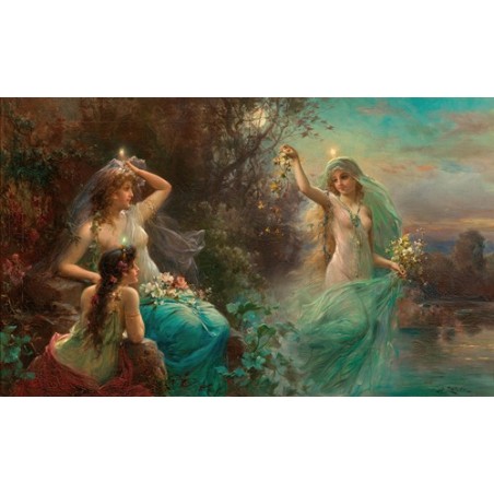  Obraz na płótnie 50x30cm Hans Zatzka Nimfy o poranku