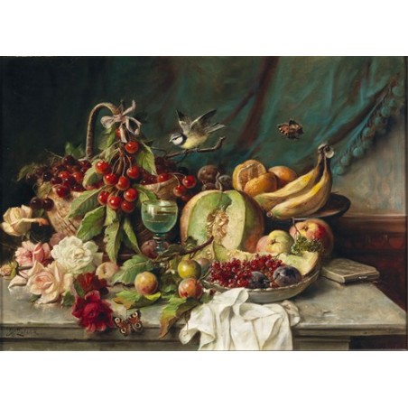  Obraz na płótnie 50x35cm Hans Zatzka Martwa natura z owocami