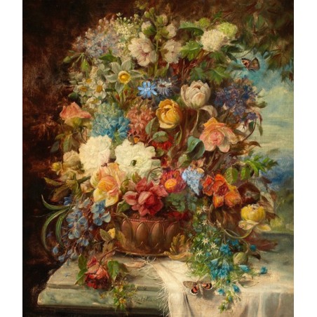  Obraz na płótnie 50x60cm Hans Zatzka Letnie kwiaty na półce
