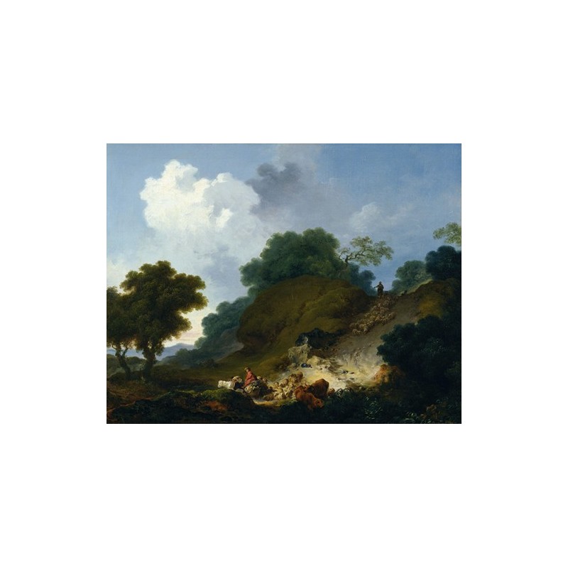  Obraz na płótnie 50x40cm Jean-Honoré Fragonard Krajobraz z pasterzami i stadem owiec
