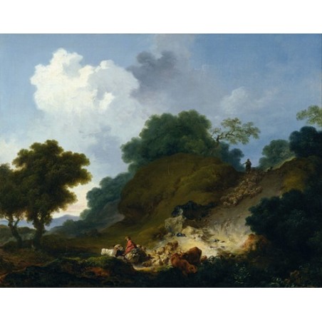  Obraz na płótnie 50x40cm Jean-Honoré Fragonard Krajobraz z pasterzami i stadem owiec