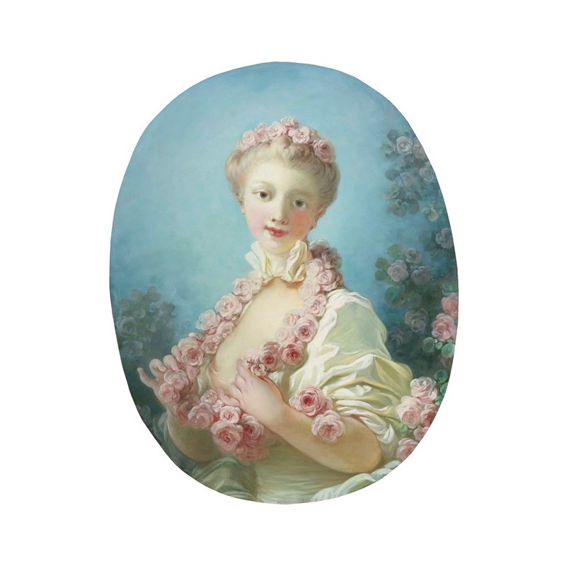  Obraz na płótnie 50x60cm Jean-Honoré Fragonard Młoda blondynka z girlandą róż na szyi