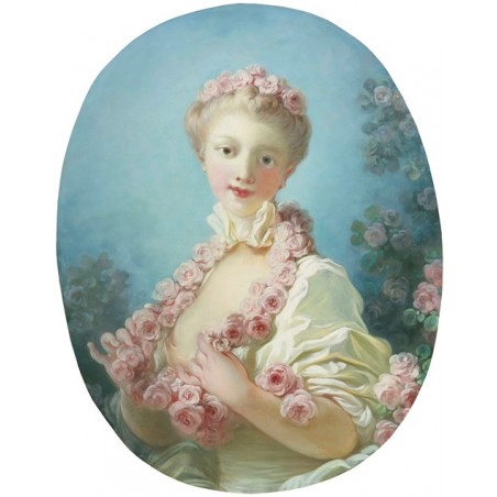  Obraz na płótnie 50x60cm Jean-Honoré Fragonard Młoda blondynka z girlandą róż na szyi