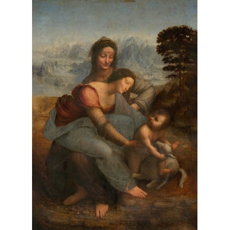  Obraz na płótnie 50x70cm Leonardo da Vinci Matka Boska z dzieciątkiem i św Anną