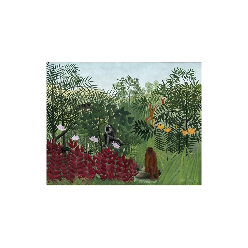  Obraz na płótnie 50x40cm Henri Rousseau Tropikalny las z małpami