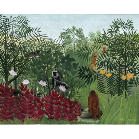  Obraz na płótnie 50x40cm Henri Rousseau Tropikalny las z małpami