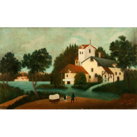  Obraz na płótnie 50x30cm Henri Rousseau Krajobraz z młynem wodnym