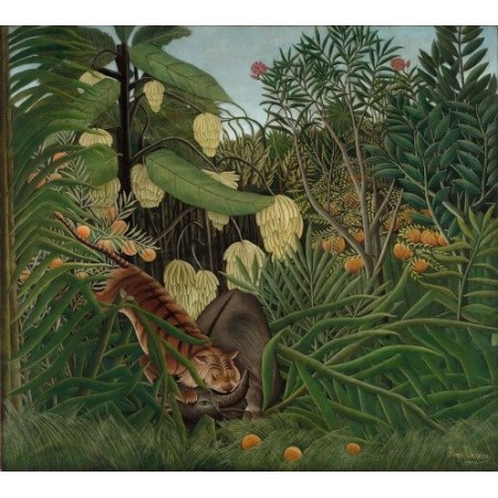  Obraz na płótnie 50x45cm Henri Rousseau Walka tygrysa z bawołem