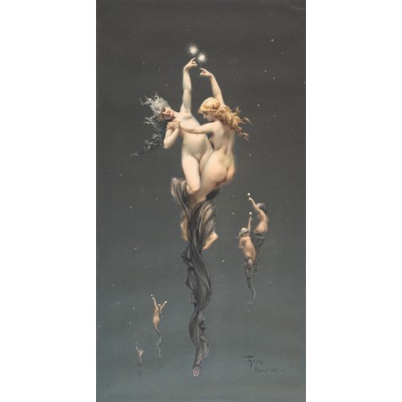  Obraz na płótnie 50x90cm Luisa Ricardo Falero Bliźniacze Gwiazdy
