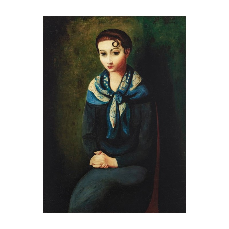  Obraz na płótnie 50x70cm Moïse Kisling Kobieta z niebieskim szalikiem