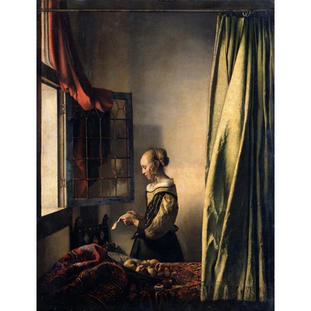  Obraz na płótnie 50x60cm Johannes Vermeer Dziewczyna Czytająca List Przy Otwartym Oknie