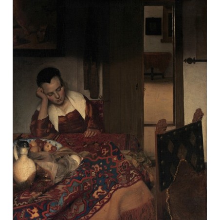  Obraz na płótnie 50x50cm Johannes Vermeer Śpiąca służąca