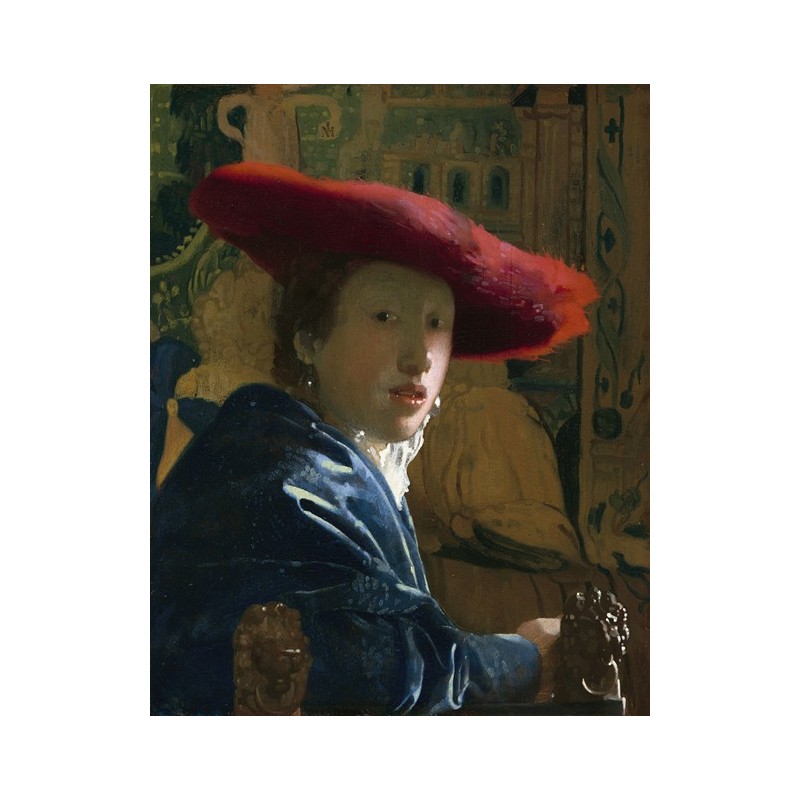  Obraz na płótnie 50x60cm Johannes Vermeer Dziewczyna w czerwonym kapeluszu