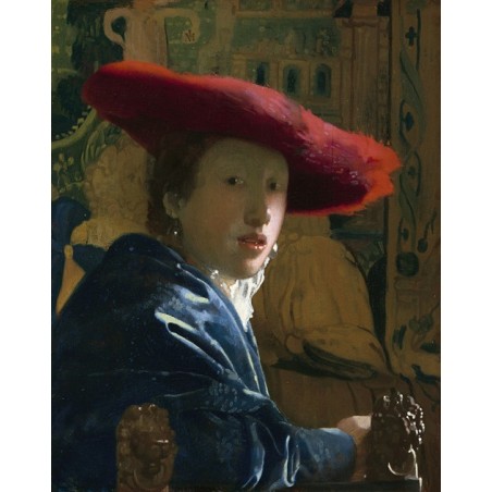  Obraz na płótnie 50x60cm Johannes Vermeer Dziewczyna w czerwonym kapeluszu