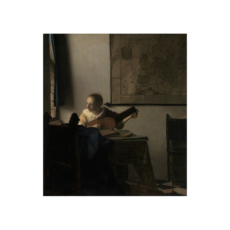  Obraz na płótnie 50x50cm Johannes Vermeer Młoda kobieta z lutnią