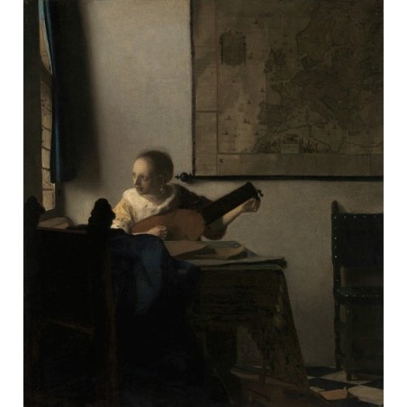  Obraz na płótnie 50x50cm Johannes Vermeer Młoda kobieta z lutnią