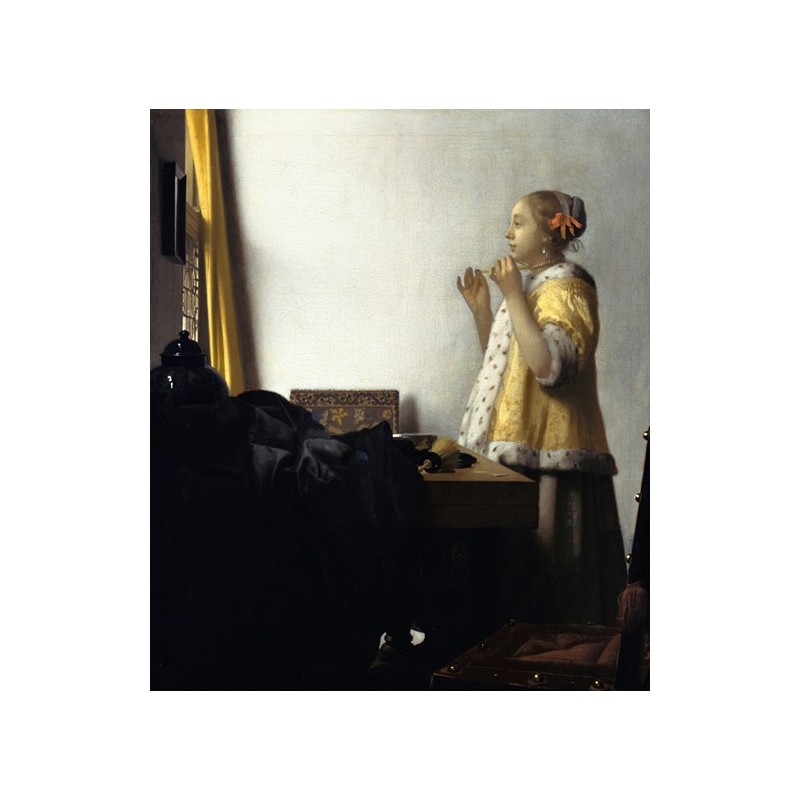  Obraz na płótnie 50x50cm Johannes Vermeer Młoda kobieta z perłami