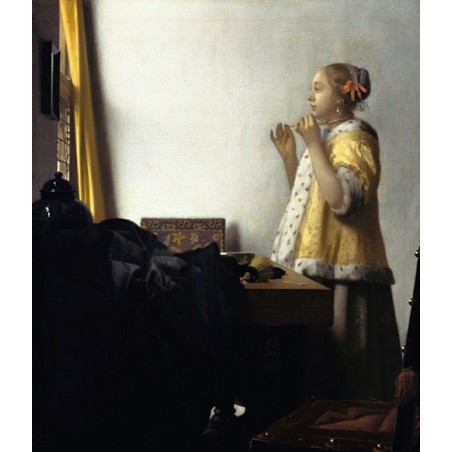  Obraz na płótnie 50x50cm Johannes Vermeer Młoda kobieta z perłami