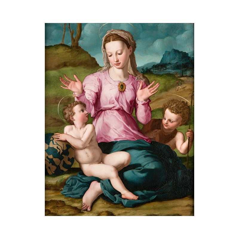  Obraz na płótnie 50x60cm Agnolo Bronzino Madonna z Dzieciątkiem i św. Janem Chrzcicielem