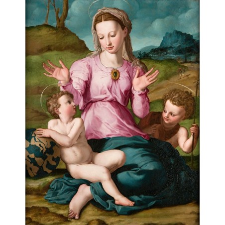  Obraz na płótnie 50x60cm Agnolo Bronzino Madonna z Dzieciątkiem i św. Janem Chrzcicielem