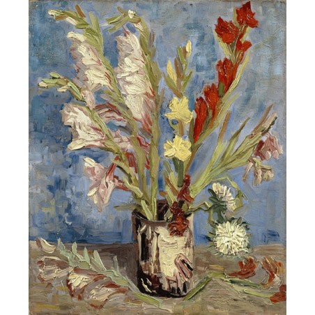  Obraz na płótnie 50x60cm Vincent van Gogh Wazon z gladiolami i chińskimi astrami
