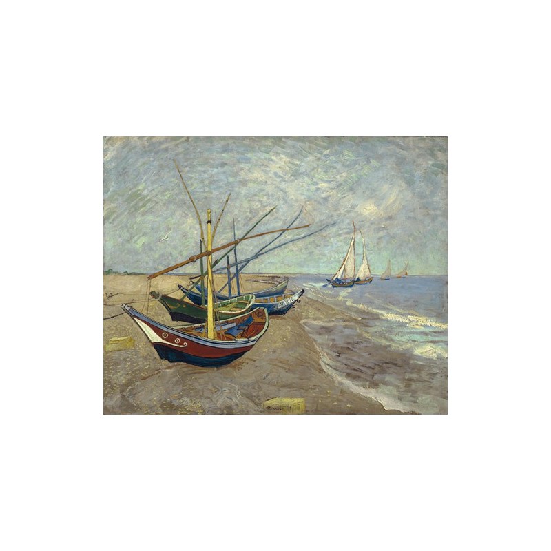  Obraz na płótnie 50x40cm Vincent van Gogh Łodzie rybackie na plaży w Les Saintes-Maries-de-la-Mer