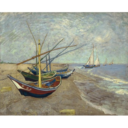 Obraz na płótnie 50x40cm Vincent van Gogh Łodzie rybackie na plaży w Les Saintes-Maries-de-la-Mer