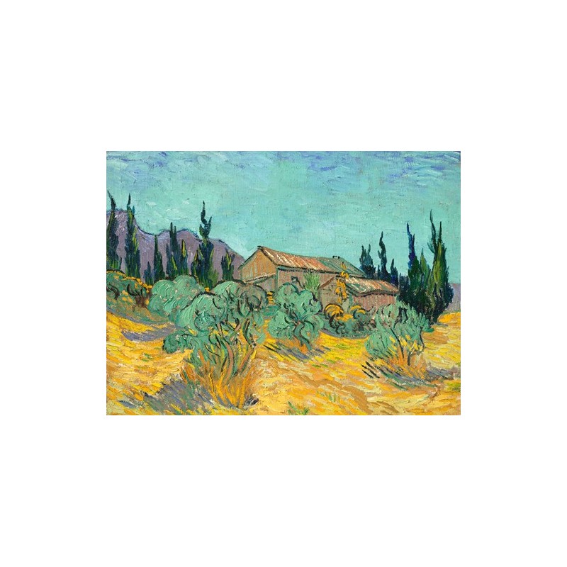  Obraz na płótnie 50x35cm Vincent van Gogh Chata drewniana wśród oliwek i cyprysów