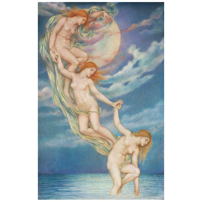  Obraz na płótnie 50x80cm Evelyn De Morgan Promienie księżyca zanurzające się w morzu