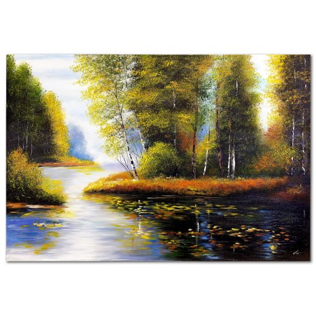  Obraz olejny ręcznie malowany 80x120cm Leśny strumyk