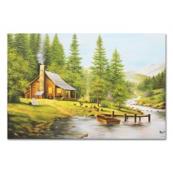  Krajobraz górski ręcznie malowany na płótnie 60x90cm
