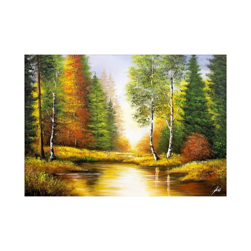  Obraz olejny ręcznie malowany Jesień w lesie 50x70cm