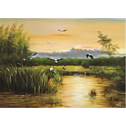  Obraz ręcznie malowany Bociany 50x70cm