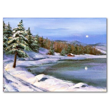  Obraz malowany Jezioro zimą 50x70cm