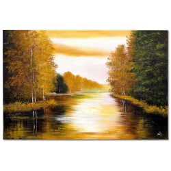  Obraz malowany Strumyk w lesie 60x90cm