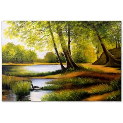  Obraz ręcznie malowany Leśny strumyk 80x120cm