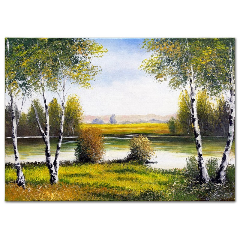  Obraz ręcznie malowany Brzozowy zagajnik 50x70cm