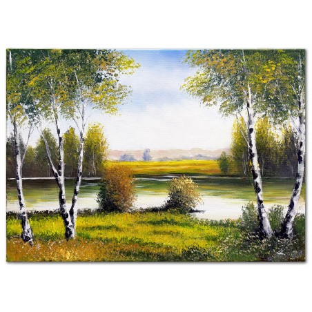  Obraz ręcznie malowany Brzozowy zagajnik 50x70cm