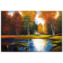  Obraz ręcznie malowany Leśny potok 80x120cm