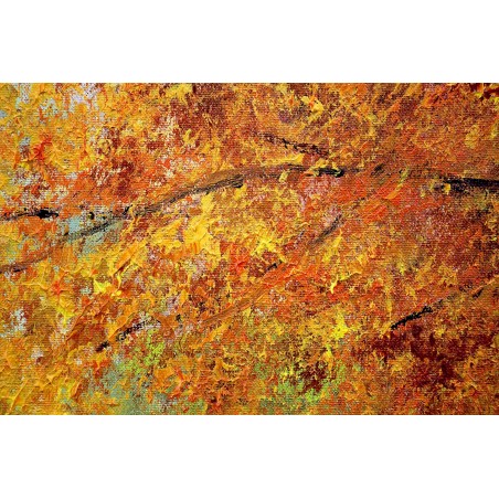 Obraz olejny ręcznie malowany 60x90cm Leśna Chatka nad strumykiem