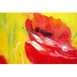  Obraz ręcznie malowany Czerwone maki na letniej łące 50x70cm