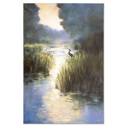 Obraz ręcznie malowany Mgła na moczarach 60x90cm