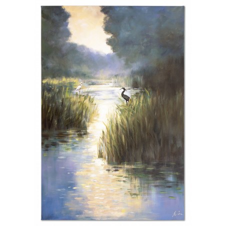 Obraz ręcznie malowany Mgła na moczarach 60x90cm
