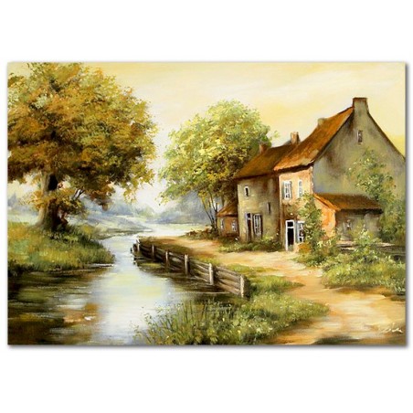  Obraz olejny ręcznie malowany Stary młyn 50x70cm