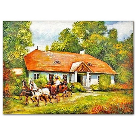  Obraz ręcznie malowany Dworek 50x70cm