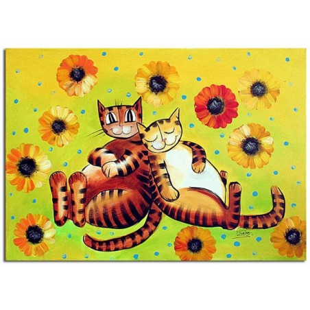  Obraz ręcznie malowany na płótnie 60x90cm Kotki dwa