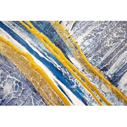Obraz ręcznie malowany z elementami płatków złota Głębia 80x120cm