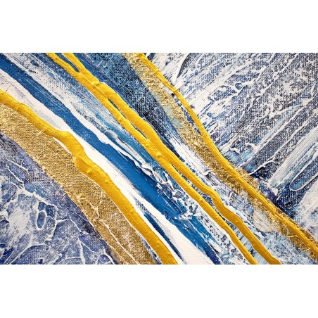 Obraz ręcznie malowany z elementami płatków złota Głębia 80x120cm