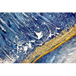 Obraz ręcznie malowany z elementami płatków złota Głębia 80x120cm