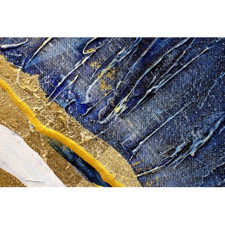 Obraz ręcznie malowany z elementami płatków złota Głębia 80x120cm